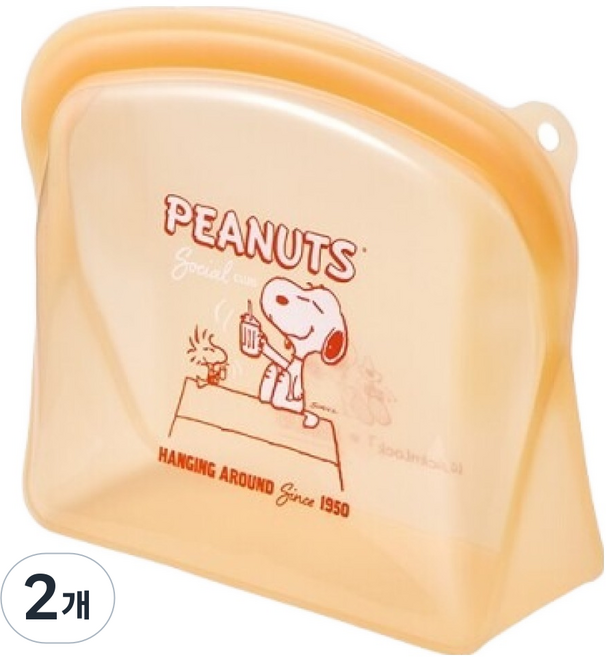 락앤락 스누피 실리콘 지퍼백, 1.2L, 2개, 1개입