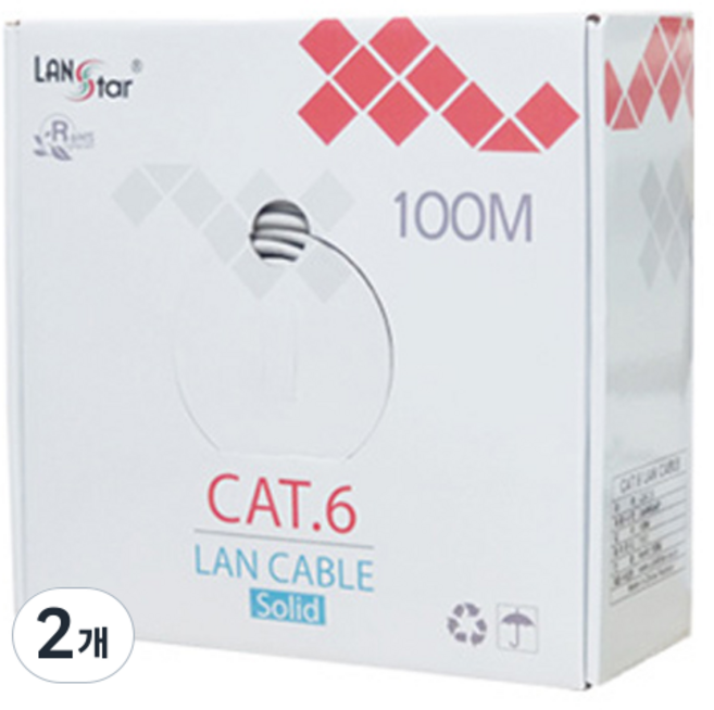 랜스타 LS-6FTP-100MG CAT 6 케이블 FTP, 회색, 2개, 100m