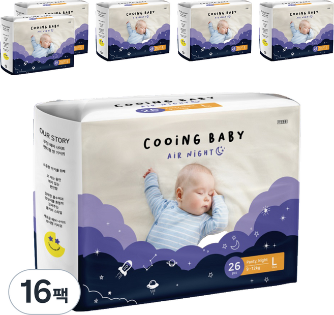 Cooing 쿠잉 에어나이트 팬티, 대형(L), 416매