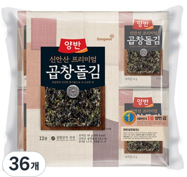 Dongwon 東遠 Yangban 兩班 腸狀巖海苔 餐桌 8入, 36個, 4g
