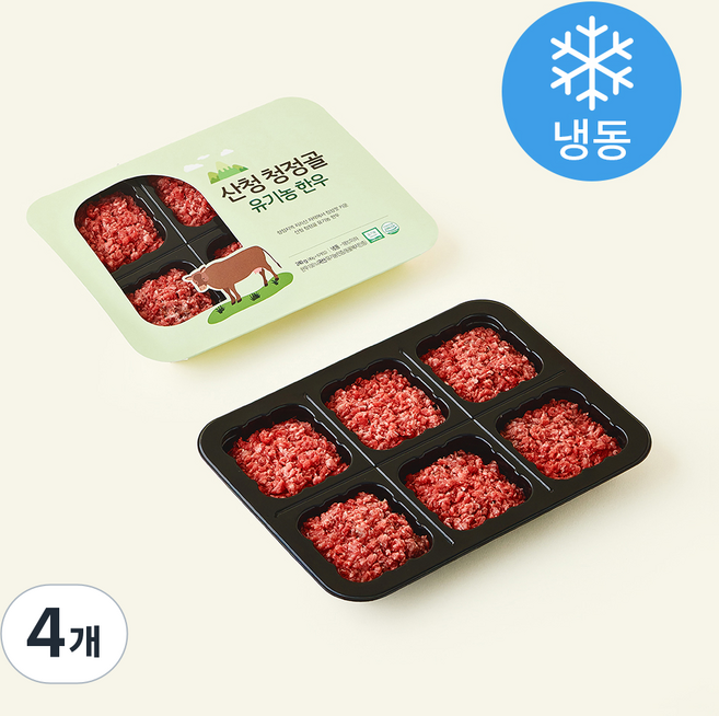 유기농 인증 산청 한우 다짐육 1등급 6개입 (냉동), 240g, 4개