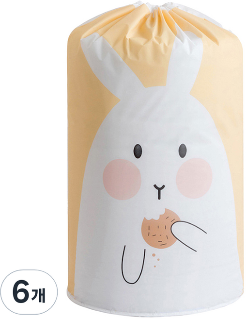 withWIN PEVA 옷 의류 이불 보관주머니, 옐로우토끼, 6개