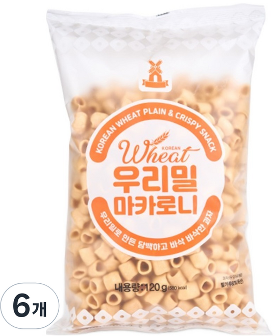당암 우리밀 마카로니 스낵, 6개, 120g