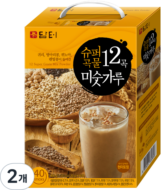 담터 슈퍼 곡물 12곡 미숫가루, 2개, 800g