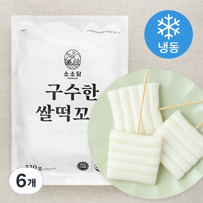 소소담 구수한 쌀떡꼬치 8개입 (냉동), 520g, 6개