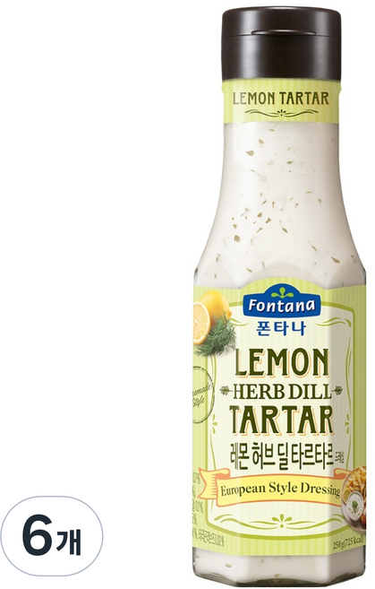 폰타나 레몬 허브 딜 타르타르 드레싱, 250g, 6개