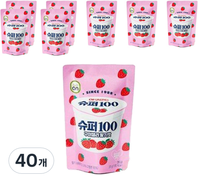 에치와이 슈퍼 100 구미젤리 딸기맛, 40개, 50g