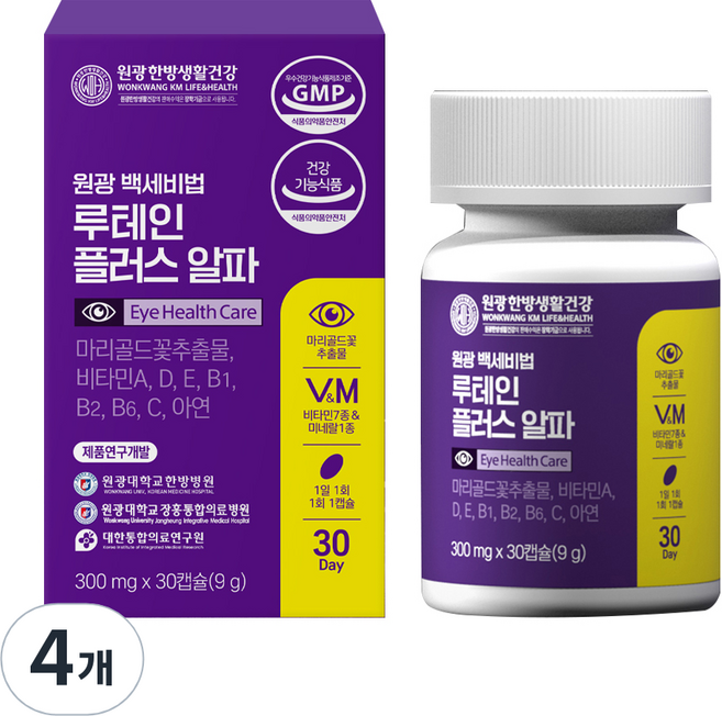 원광한방생활건강 백세비법 루테인 플러스 알파 9g, 4개, 30정