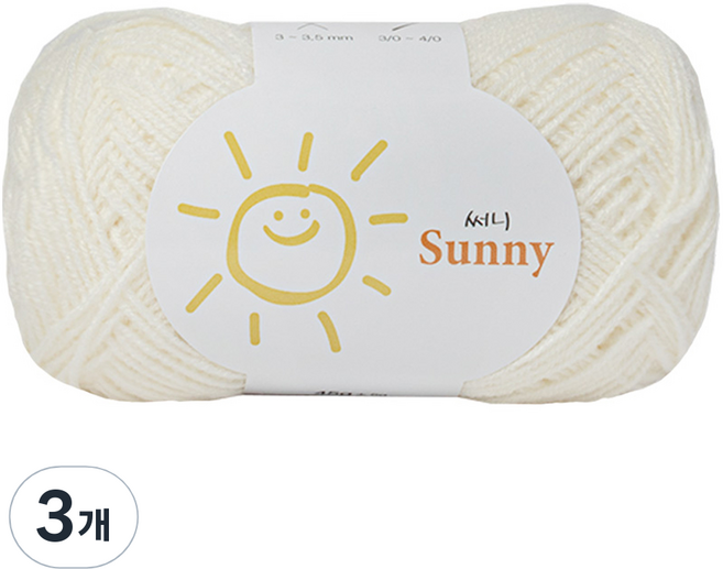 yarna 써니 뜨개실 45g, 102 아이보리, 3개