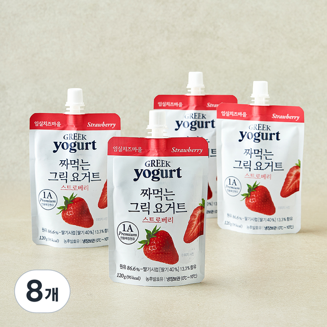 술골 임실치즈마을 짜먹는 그릭 요거트 딸기, 120g, 8개, 1개입