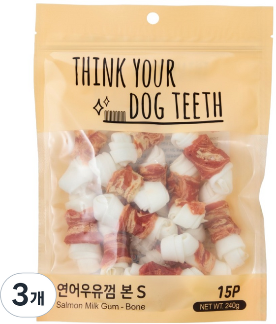 띵크유어도그티 강아지 딩고껌 소형 15P, 연어우유, 240g, 3개