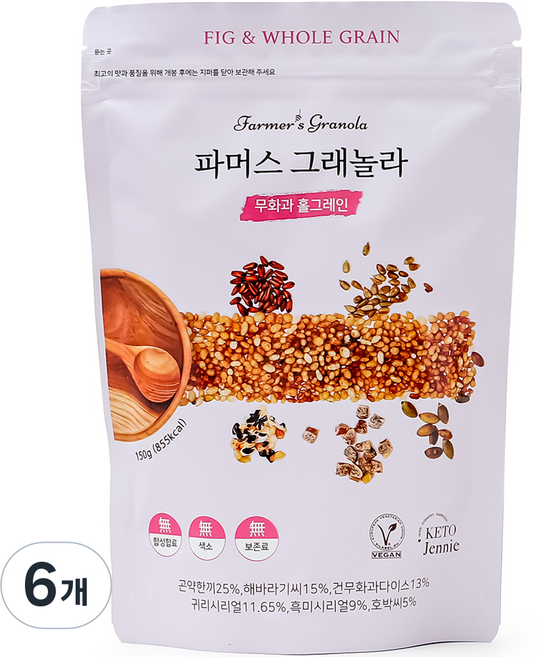 KETO Jennie 農夫無花果全穀物格蘭諾拉麥片, 6個, 150g