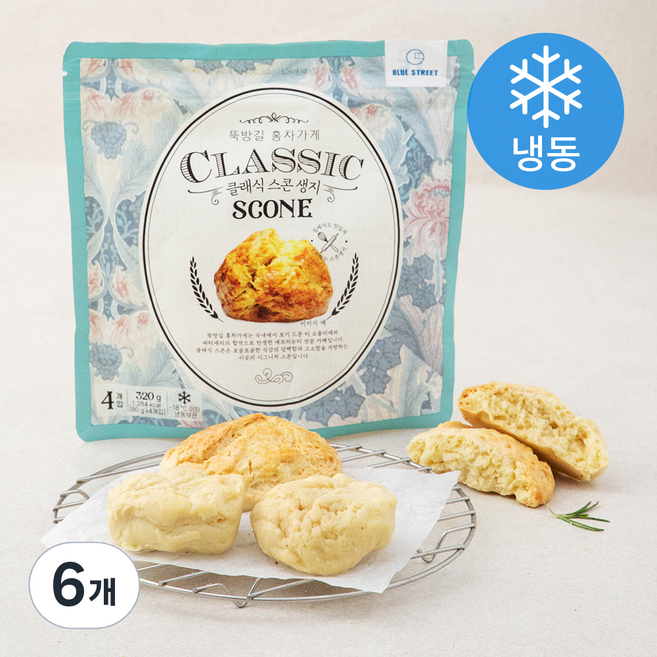 뚝방길홍차가게 클래식 스콘 생지 (냉동), 80g, 4개입, 6개