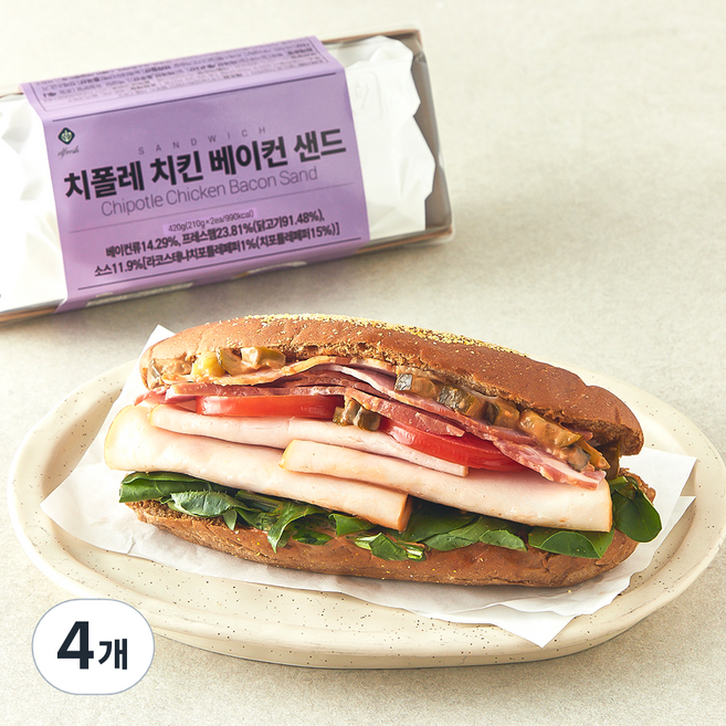 이엘후레쉬 치폴레 치킨 베이컨샌드, 210g, 4개