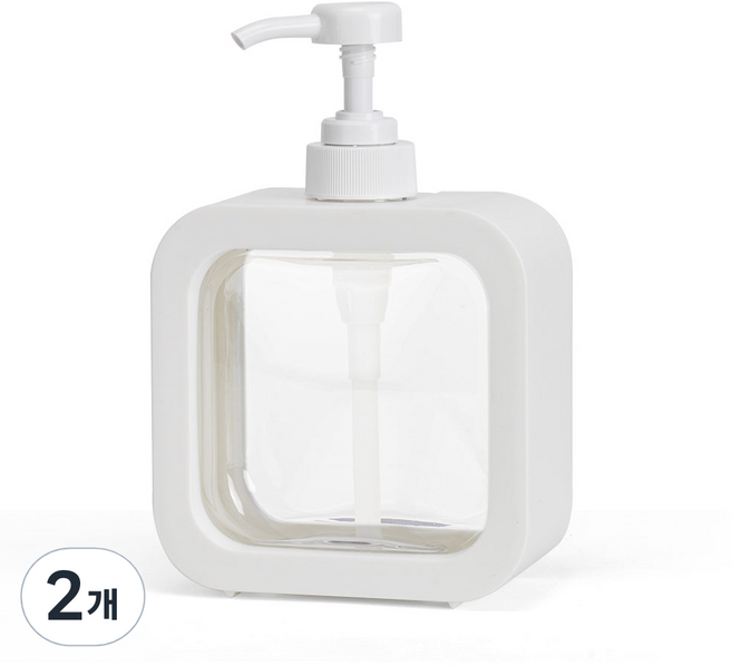 코멧 사각 투명 디스펜서 500ml, 화이트, 2개