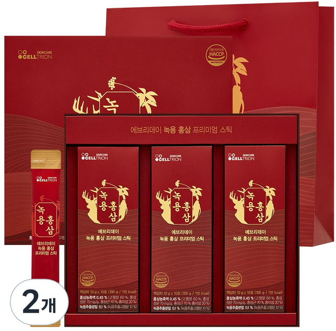 셀트리온 이너랩 에브리데이 녹용 홍삼 프리미엄 스틱, 2개, 30회분