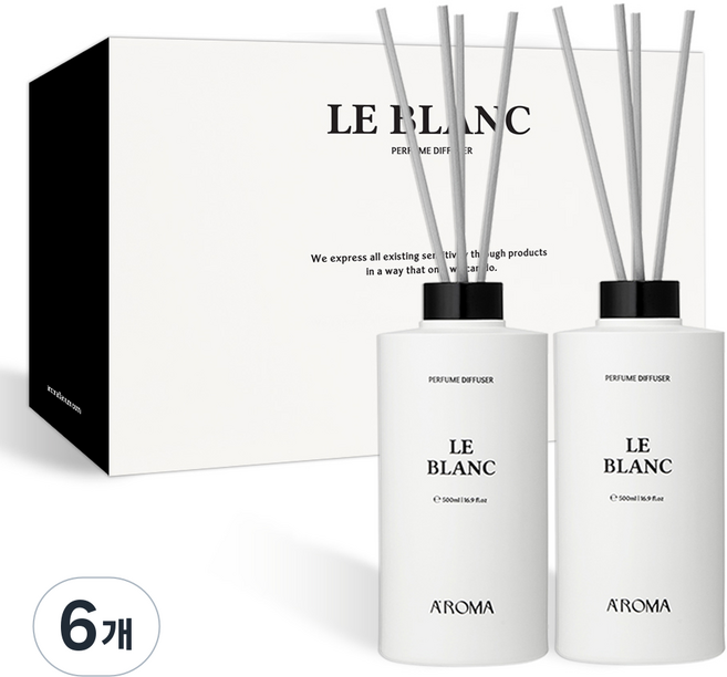 에이로마 르블랑 디퓨저 세트, 테라스우드, 500ml, 6개