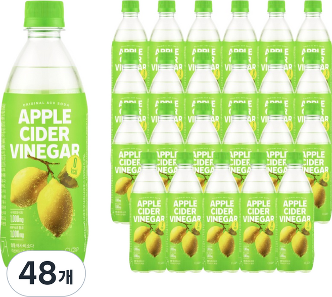 클룹 애사비소다 레몬비니거 제로 탄산음료, 500ml, 48개