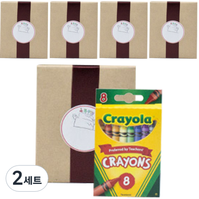 크레욜라 어린이집 생일답례품 크레용 + 선물포장 + 라벨스티커 5p, 8색, 2세트