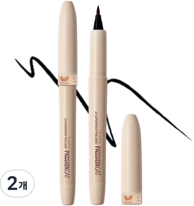 패션캣 2X 슈퍼프루프 펜 라이너 1g, NO 2 BROWN, 2개