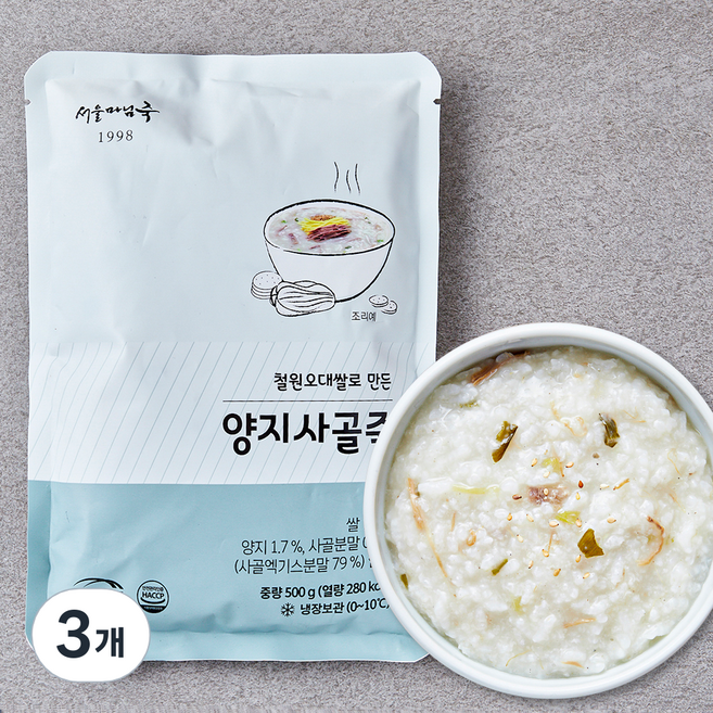 서울마님죽 양지사골죽 (냉장), 500g, 3개