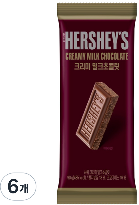 HERSHEY'S 好時 絲滑牛奶巧克力大棒, 6個, 90g