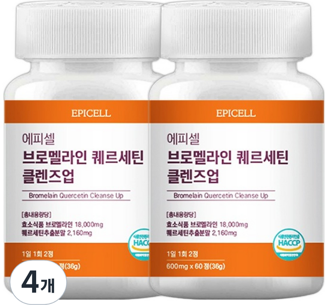 에피셀 브로멜라인 퀘르세틴 클렌즈업, 36g, 4개