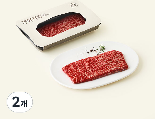 수라차림 한우 1++ No.9 마블링 스테이크, 150g, 2개