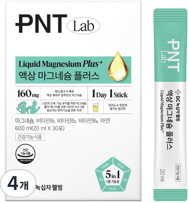 GC녹십자웰빙 PNT 액상 마그네슘, 600ml, 4개