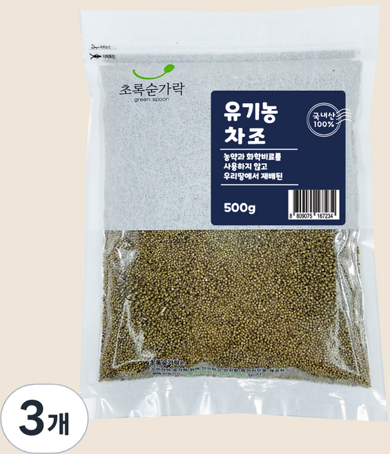 초록숟가락 유기농 차좁쌀, 500g, 3개