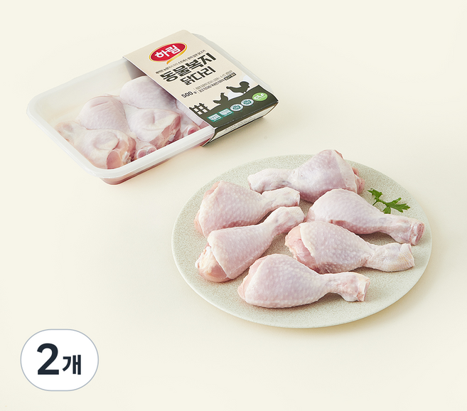 하림 동물복지 인증 닭다리 (냉장), 500g, 2개