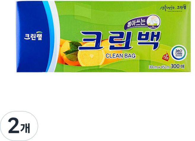 크린랩 뽑아쓰는 크린백 30cm x 45cm, 대(L), 300개입, 2개
