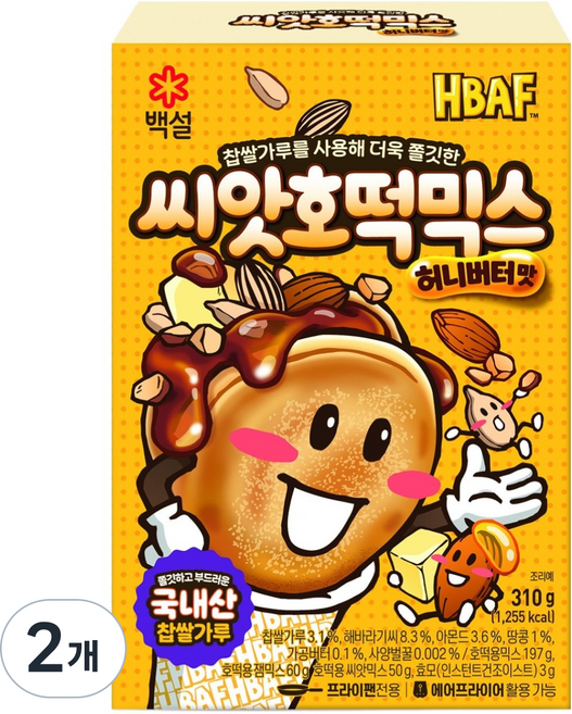 백설 HBAF 씨앗호떡믹스 허니버터맛, 2개, 310g