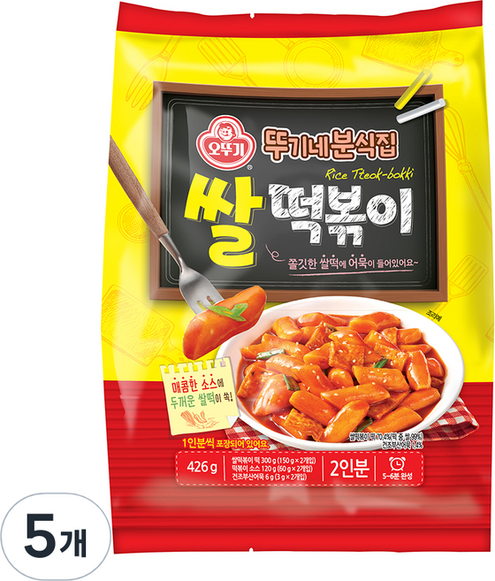 오뚜기 뚜기네분식집 쌀떡볶이, 426g, 5개