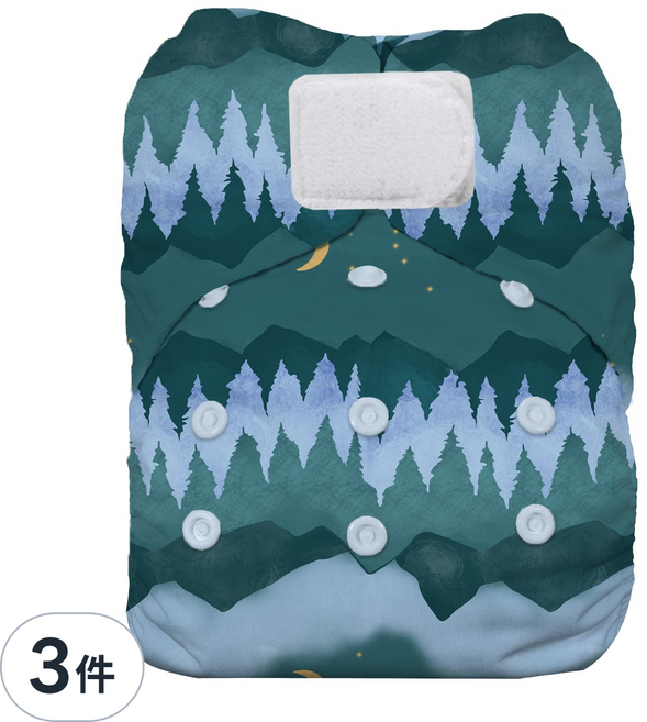 THIRSTIES 成長型 一體式 AIO布尿布 有機棉 魔鬼氈, Mountain Twilight, 3件