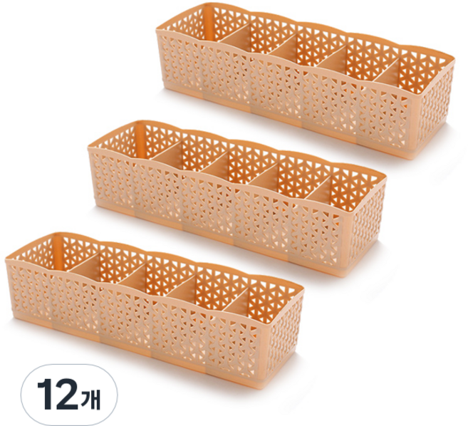 마켓감성 5칸 다용도 정리함, 베이지, 12개