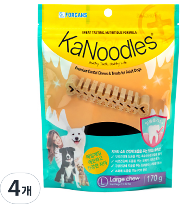 카누들 강아지 잇몸플러스 지퍼백 L, 잇몸건강, 170g, 4개