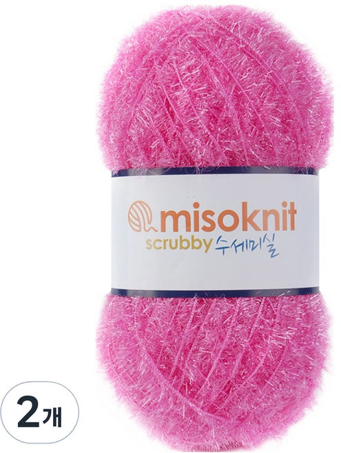 미소털실 펄 수세미실 80g, 06바이올렛레드, 2개