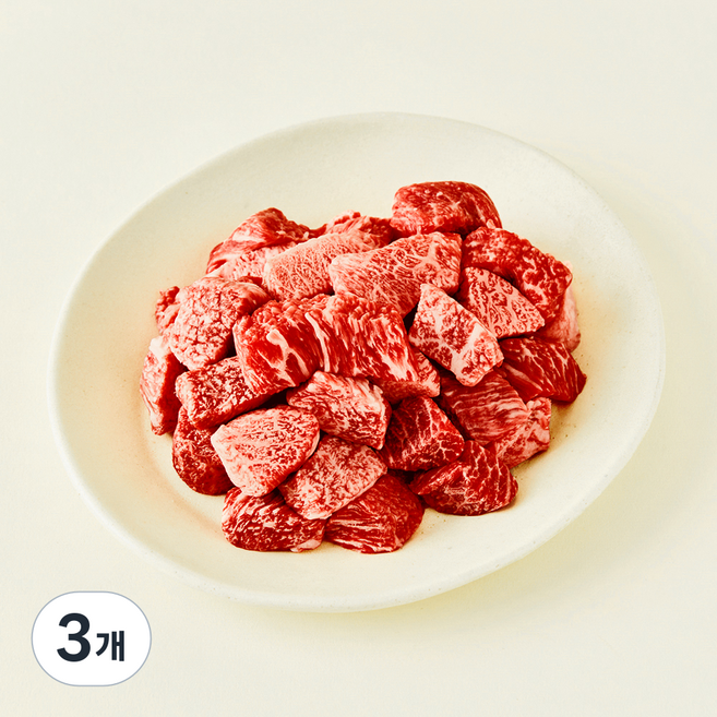 우미우 1++(9) 한우 암소 정육 국거리용 (냉장), 200g, 3개