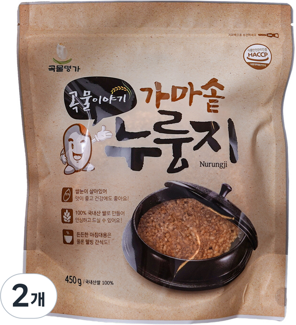 곡물명가 곡물명가 가마솥 누룽지, 2개, 450g