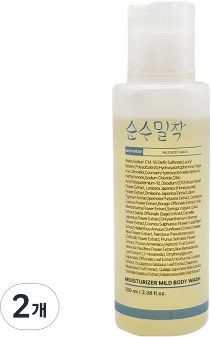 순수밀착 촉촉하고 순한 마일드 바디워시, 2개, 100ml