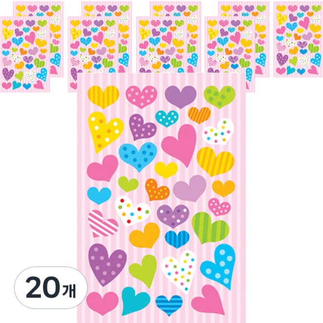 환타스틱스 쁘띠 하트콩콩 스티커 PS-22003, 20개, 혼합색상