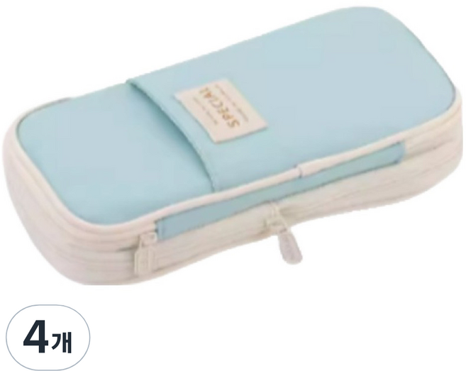 ANGOO Eopu 高中生 大學生 上班族 粉彩感性鉛筆盒, 4個, 奶油藍