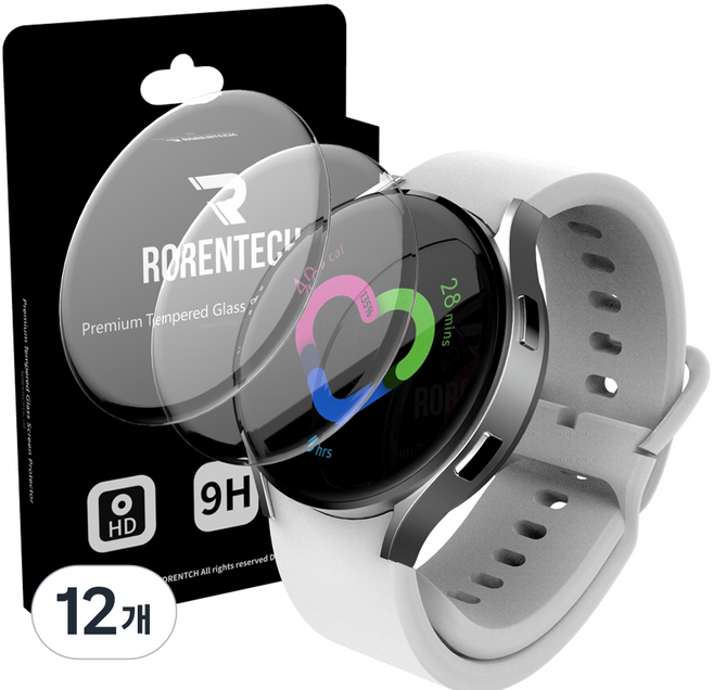 로랜텍 갤럭시워치 풀커버 호환 액정보호필름 강화유리, 12개