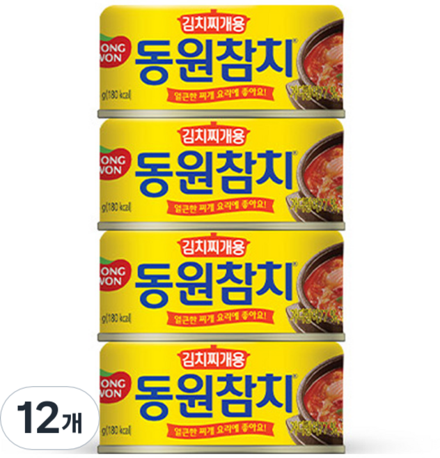 동원참치 김치찌개용 참치 통조림, 135g, 12개
