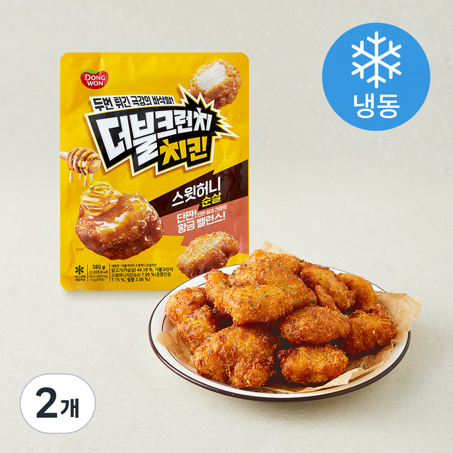 동원 더블크런치 스윗허니 순살치킨 (냉동), 380g, 2개