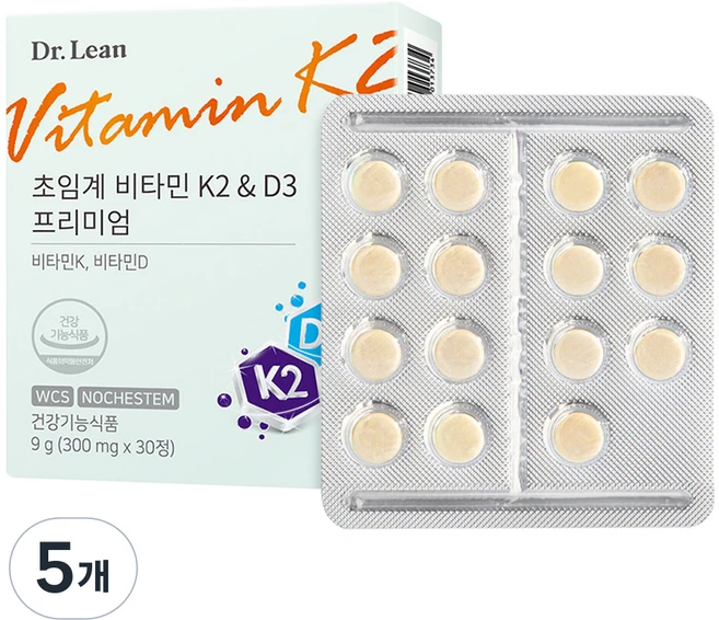 닥터린 초임계 비타민K2 & D3 프리미엄, 30정, 5개 - 쿠팡