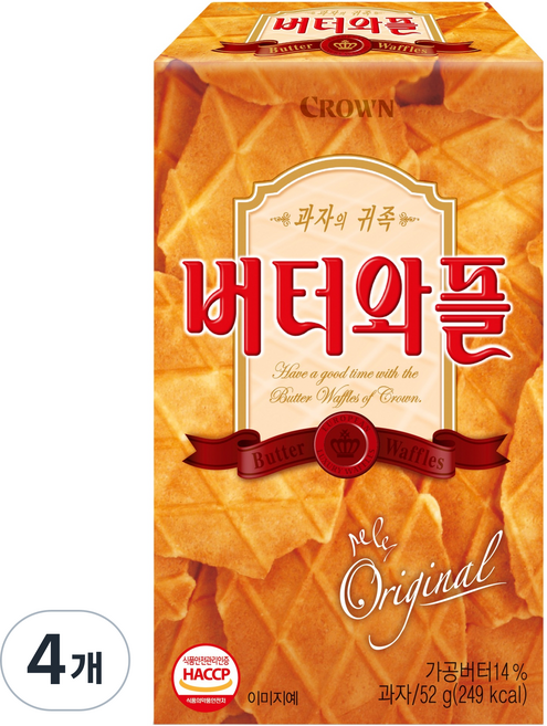 크라운 버터와플, 52g, 4개