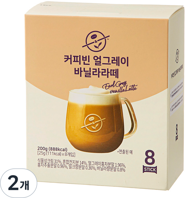 커피빈 얼그레이 바닐라라떼, 25g, 8개입, 2개