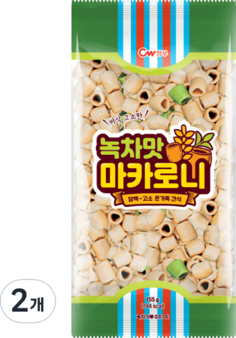 청우식품 녹차맛 마카로니, 155g, 2개